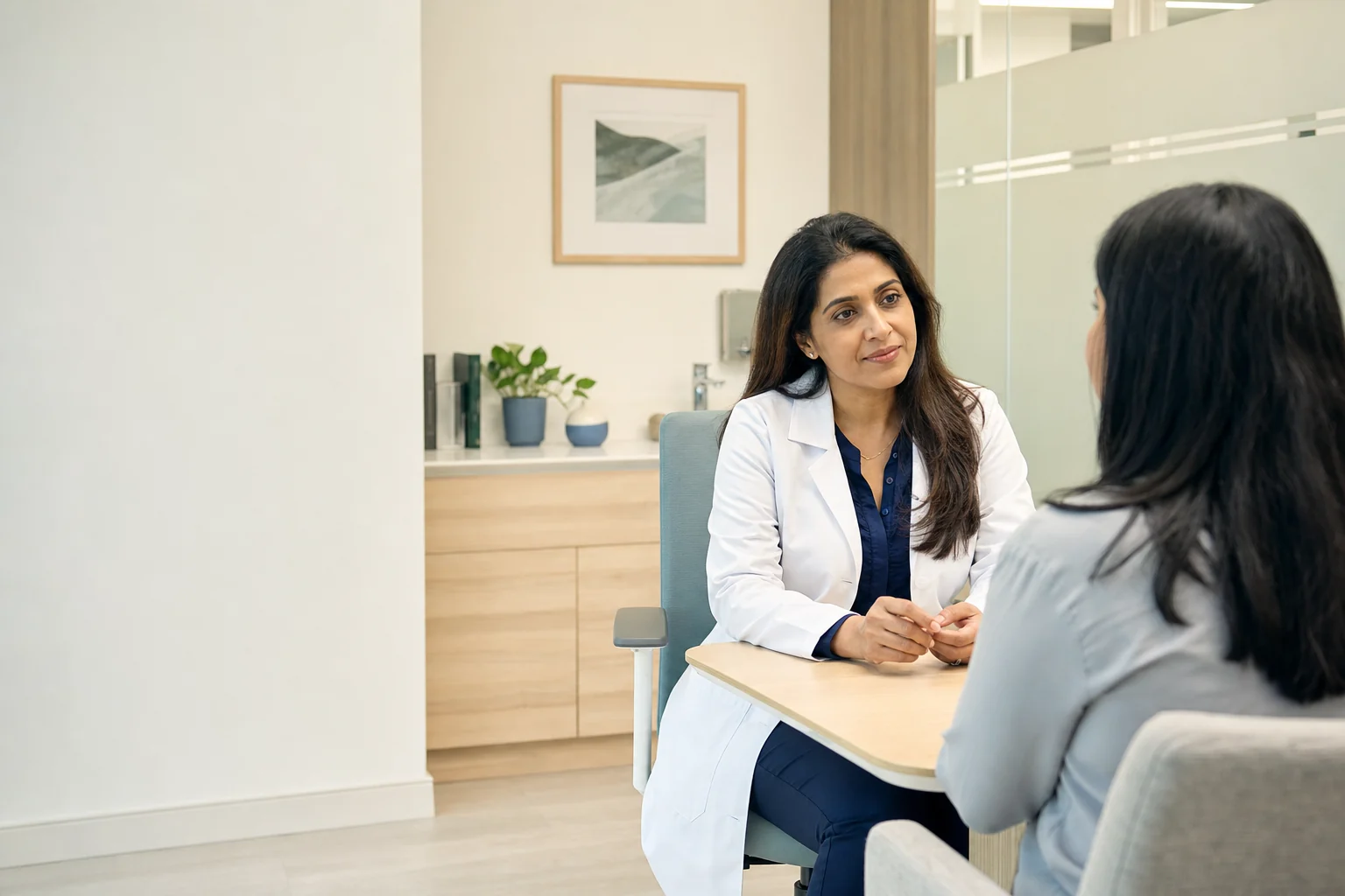 Doctor listening attentively during a private consultation